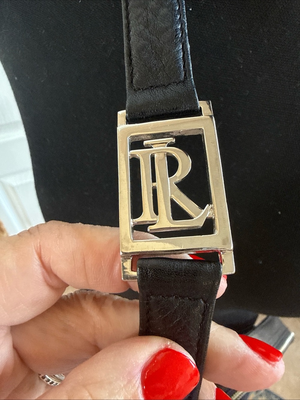 Ralph Lauren Vintage Black Leather Crossbody Bag with Silver Hardware - Picture 3 of 15